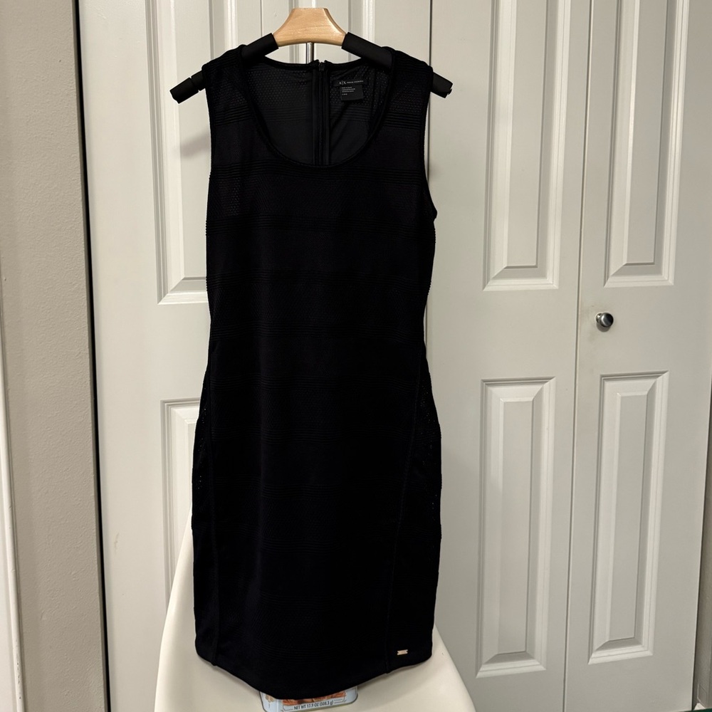 Armani Exchange Black Sheath Dress Racerback Sporty Sleeveless